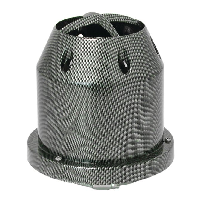 Chrome and Black 76 millimetre Inlet Air Filter with Plastic Cover