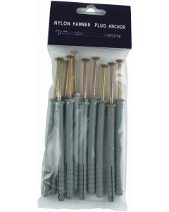 Grey Pack of 10 Nail In Nylon Anchor Plugs 8x100 millimetre