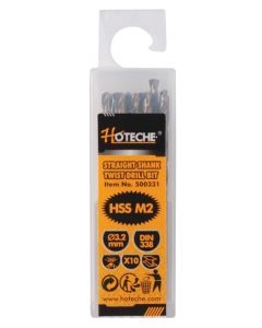 Hoteche 3.2 millimetre HSS M2 Straight Shank Drill Bits - Pack of 10