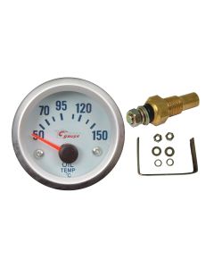 Silver and White Dragon Gauge 52 millimetre Oil Temperature Gauge