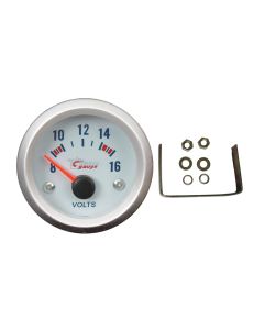 Silver and White Dragon Gauge 52 millimetre Voltage Gauge