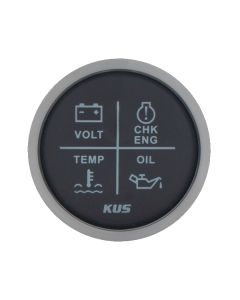 Kus Marine Grade 52mm 4 Function LED Warning Gauge - Black