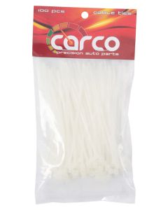 Pack of 100 Carco 2.5 millimetre x 100 millimetre White Cable Ties