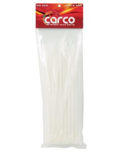 Pack of 100 Carco 3.6 millimetre x 180 millimetre White Cable Ties