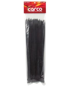 Pack of 100 Carco 4.8 millimetre x 200 millimetre Black Cable Ties