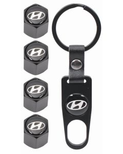 Hyundai Valve Cap and Key Ring Set