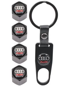 Audi Valve Cap and Key Ring Set