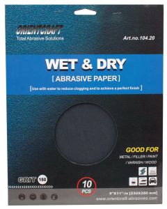 150 Grit Pack of 10 Wet and Dry Abrasive Sand Paper