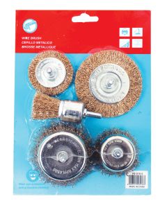 5 Piece Assorted Wire Brush Set with Drill Shaft