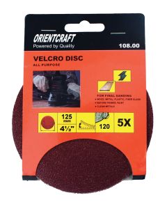 125 millimetre 120 Grit Pack of 5 Hook and Loop Sanding Discs