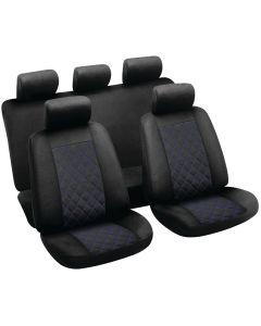 Carco Black with Blue Diamond Pattern 9 Piece Seat Cover Set