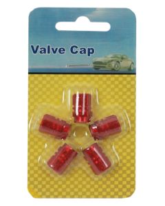 Red Set of 5 Solid Aluminium Tyre Valve Caps