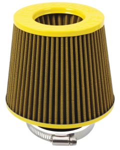 Yellow 76 millimetre Inlet Standard Open Top Cone Air Filter