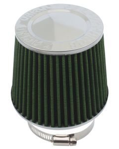 Green 76 millimetre Inlet Closed Top Cone Air Filter