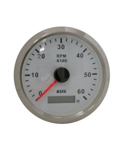 KUS 12/24 Volt Marine Grade Tachometer for Inboard Motors - Up to 6000 RPM