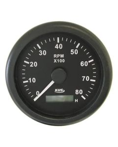 KUS 85mm Marine Grade Tachometer - up to 8000 RPM (Black)
