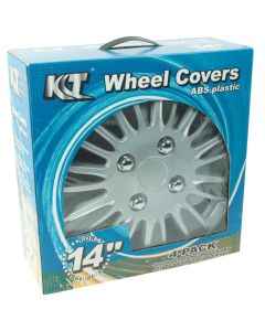KT 14-Inch Wheel Cover Set - Charcoal, Silver, and Lacquer
