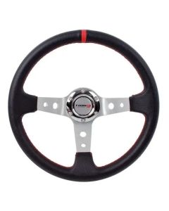 PVC Steering Wheel - Black and Red (350mm Diameter)
