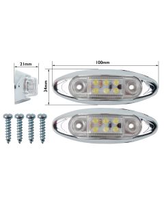 LED Marker Lamp (10-30 Volt, 6 LED) - 2 Piece Set - Clear