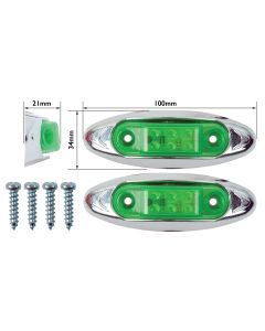 LED Marker Lamp (10-30 Volt, 6 LED) - 2 Piece Set - Green