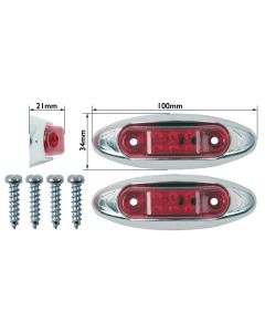 LED Marker Lamp (10-30 Volt, 6 LED) - 2 Piece Set - Red
