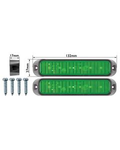 LED Marker Lamp (10-30 Volt, 6 LED) - 2 Piece Set - Green
