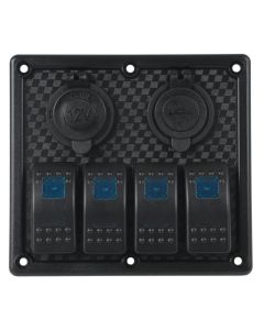 4-Gang Marine Switch Panel with 2 USB Ports