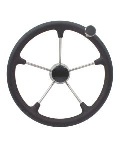15.5 Inch Marine Grade 316 Stainless Steel &amp; Polyurethane Boat Steering Wheel with Knob
