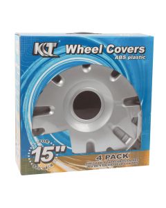 KT 15 Inch ABS Plastic Wheel Cover Set - Silver