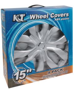 KT 15 Inch ABS Plastic Wheel Cover Set - Silver