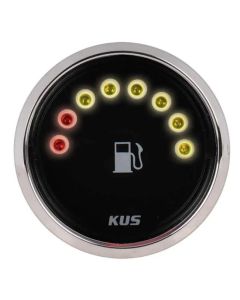 Kus Marine Grade LED Fuel Gauge for Boats - 52mm (Black with Silver Bevel)