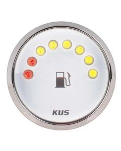 Kus Marine Grade LED Fuel Gauge for Boats - 52mm (White with Silver Bevel)