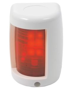 Small 12 Volt LED Port Navigation Light for Boats - Red with White Housing