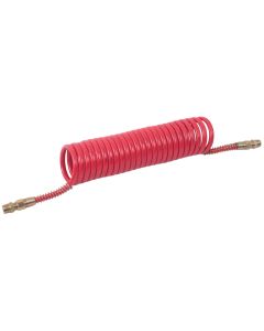 Air Brake Hose Coil with 1/2" Tapered BSP End Fittings - Red (24-26 Coils, 4m Working Length)